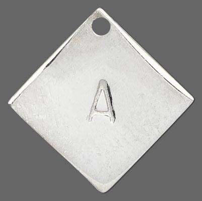 Metal square with a hole and the letter A